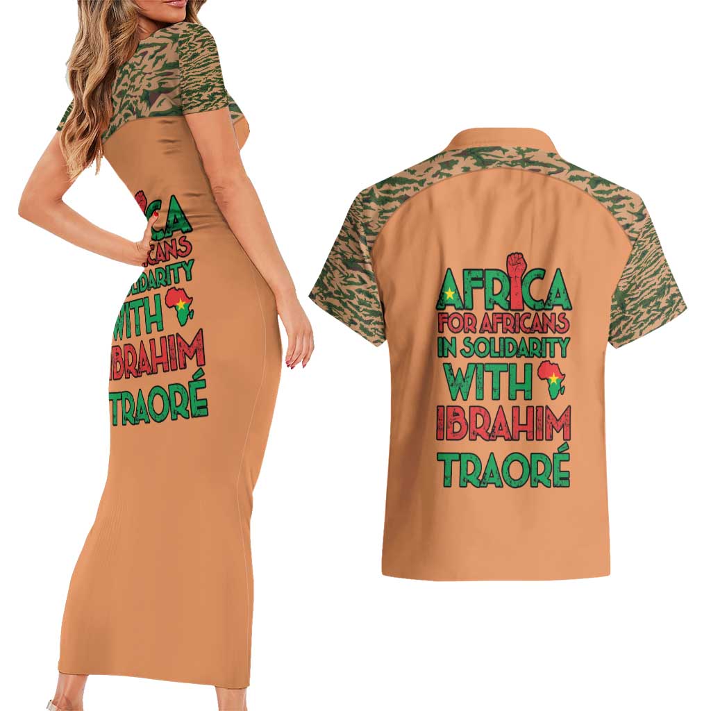 Africa in Solidarity with Traore Couples Matching Short Sleeve Bodycon Dress and Hawaiian Shirt Africa For Africans