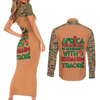 Africa in Solidarity with Traore Couples Matching Short Sleeve Bodycon Dress and Long Sleeve Button Shirt Africa For Africans
