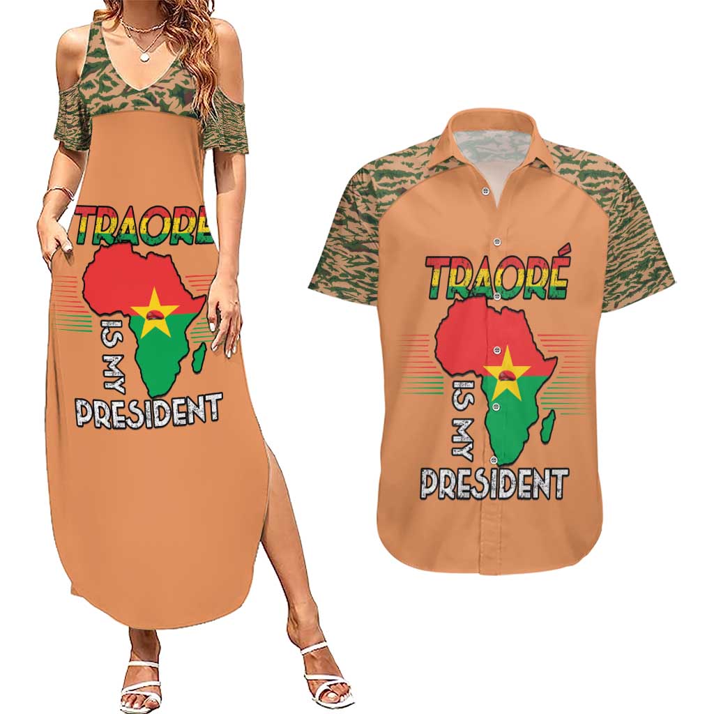 Africa in Solidarity with Traore Couples Matching Summer Maxi Dress and Hawaiian Shirt Africa For Africans