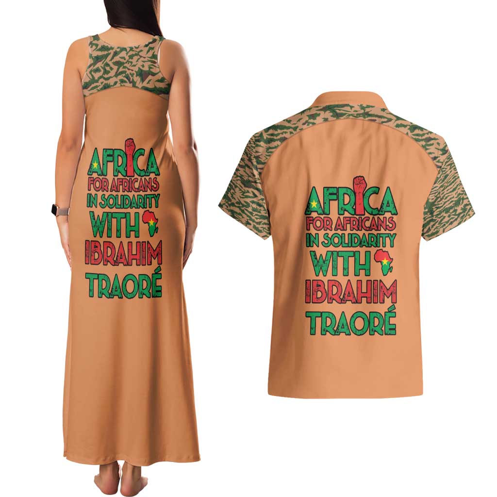 Africa in Solidarity with Traore Couples Matching Tank Maxi Dress and Hawaiian Shirt Africa For Africans