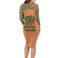 Africa in Solidarity with Traore Family Matching Long Sleeve Bodycon Dress and Hawaiian Shirt Africa For Africans