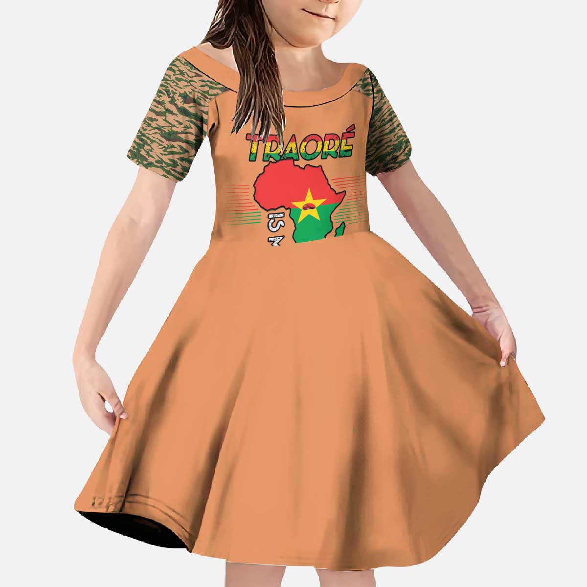 Africa in Solidarity with Traore Family Matching Off The Shoulder Long Sleeve Dress and Hawaiian Shirt Africa For Africans