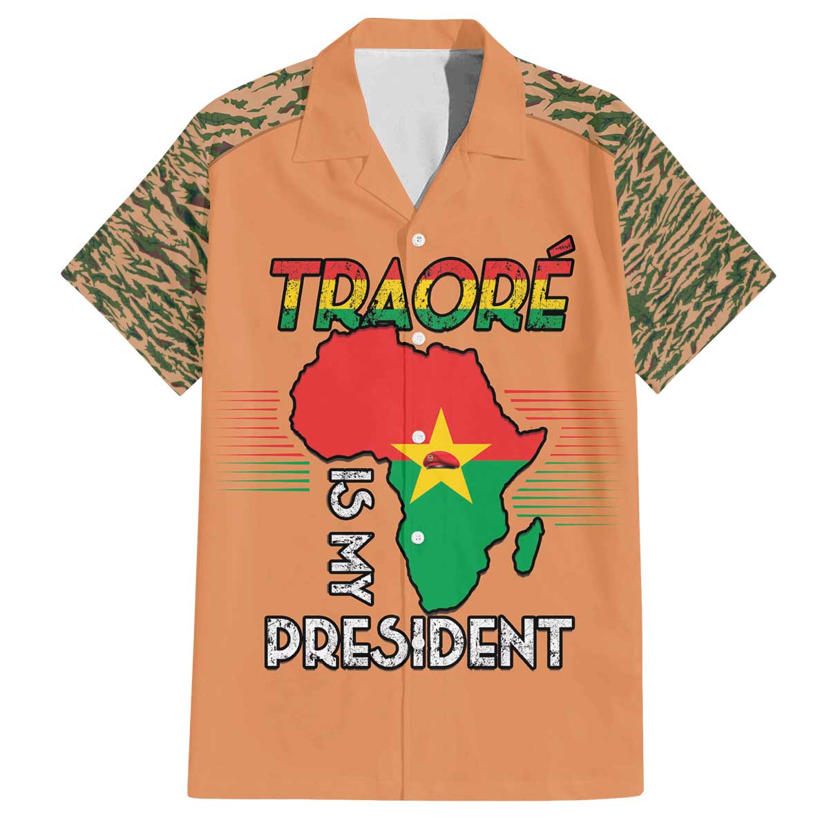 Africa in Solidarity with Traore Family Matching Off The Shoulder Long Sleeve Dress and Hawaiian Shirt Africa For Africans