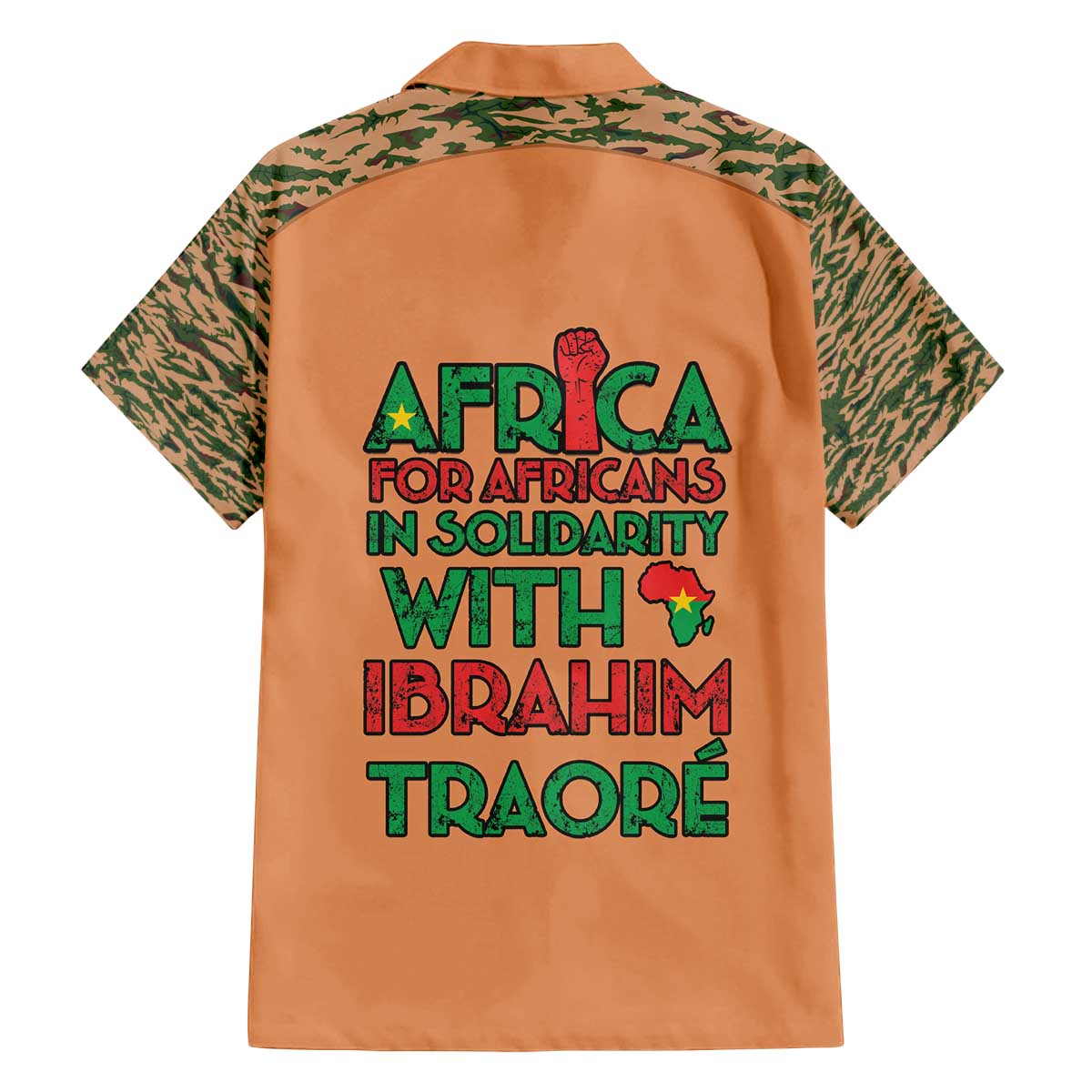Africa in Solidarity with Traore Family Matching Off The Shoulder Long Sleeve Dress and Hawaiian Shirt Africa For Africans