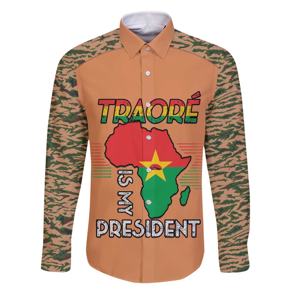 Africa in Solidarity with Traore Family Matching Off The Shoulder Long Sleeve Dress and Hawaiian Shirt Africa For Africans