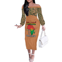 Africa in Solidarity with Traore Family Matching Off The Shoulder Long Sleeve Dress and Hawaiian Shirt Africa For Africans