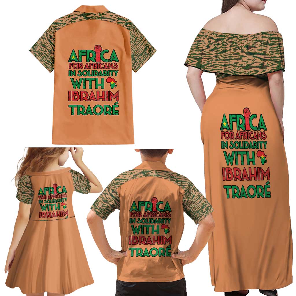 Africa in Solidarity with Traore Family Matching Off Shoulder Maxi Dress and Hawaiian Shirt Africa For Africans