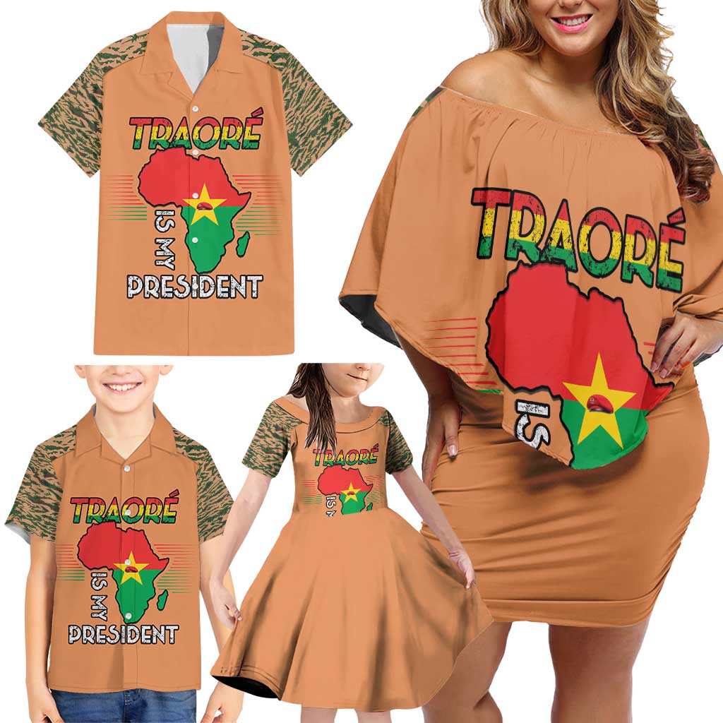 Africa in Solidarity with Traore Family Matching Off Shoulder Short Dress and Hawaiian Shirt Africa For Africans