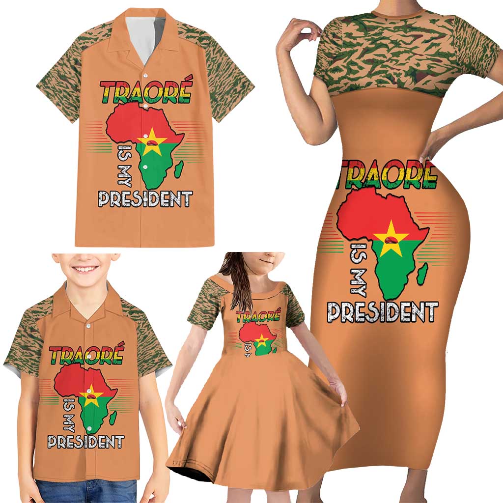Africa in Solidarity with Traore Family Matching Short Sleeve Bodycon Dress and Hawaiian Shirt Africa For Africans