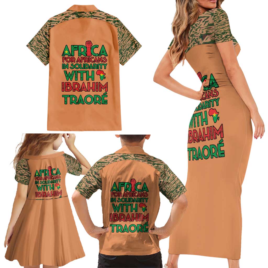 Africa in Solidarity with Traore Family Matching Short Sleeve Bodycon Dress and Hawaiian Shirt Africa For Africans