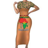 Africa in Solidarity with Traore Family Matching Short Sleeve Bodycon Dress and Hawaiian Shirt Africa For Africans