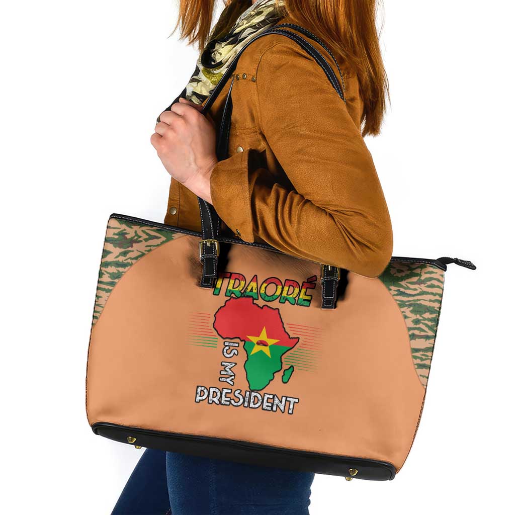 Africa in Solidarity with Traore Leather Tote Bag Africa For Africans