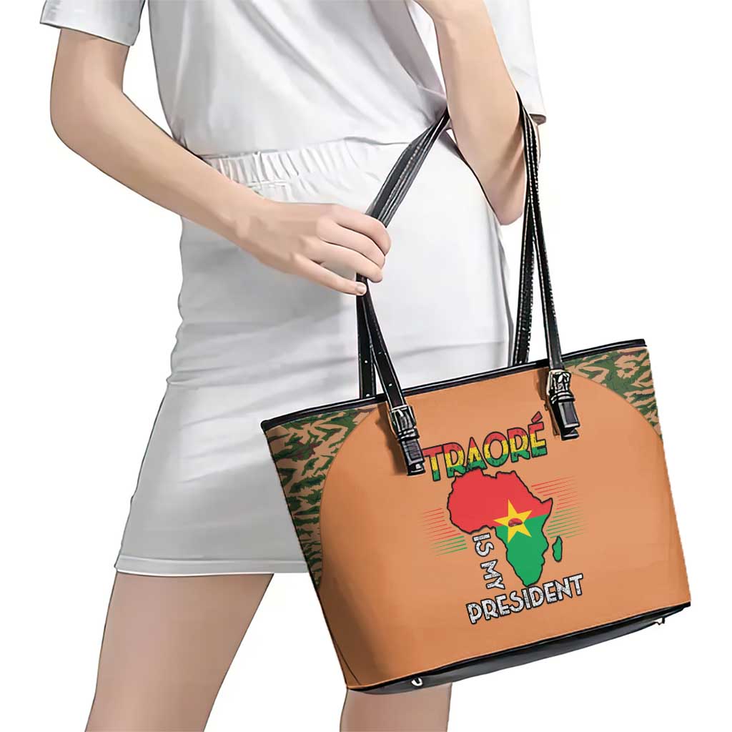 Africa in Solidarity with Traore Leather Tote Bag Africa For Africans