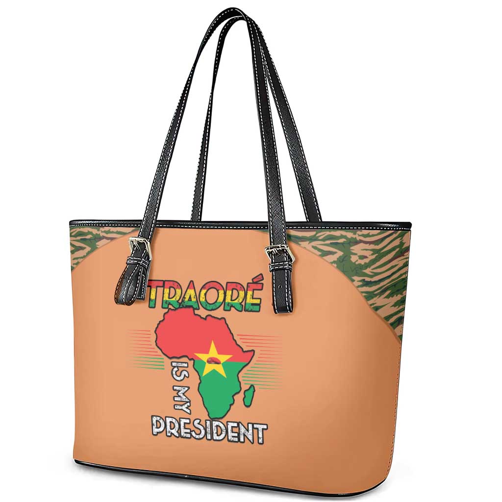 Africa in Solidarity with Traore Leather Tote Bag Africa For Africans