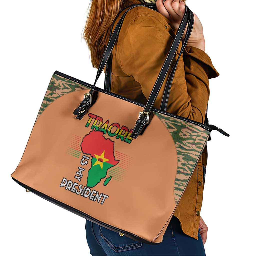 Africa in Solidarity with Traore Leather Tote Bag Africa For Africans