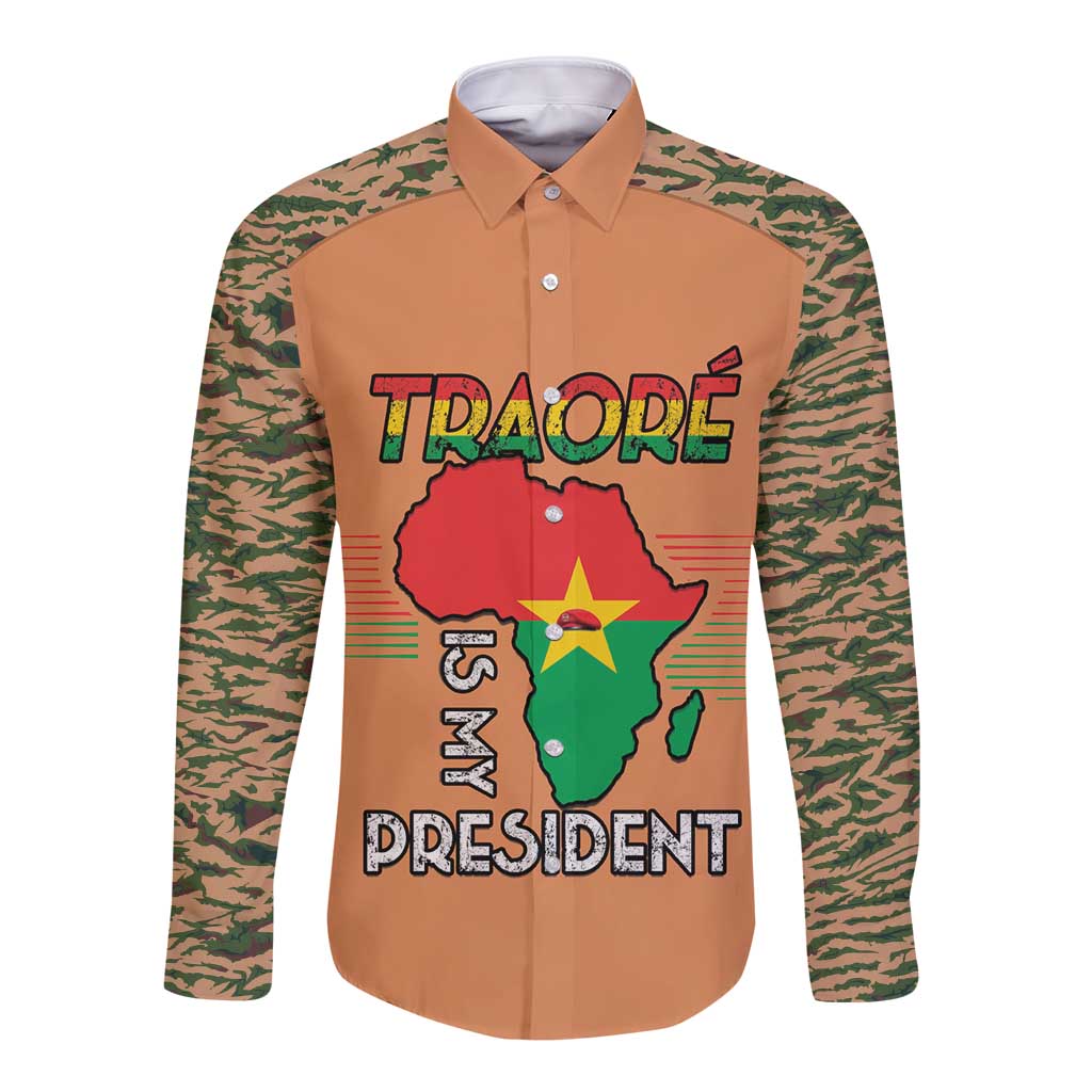 Africa in Solidarity with Traore Long Sleeve Button Shirt Africa For Africans