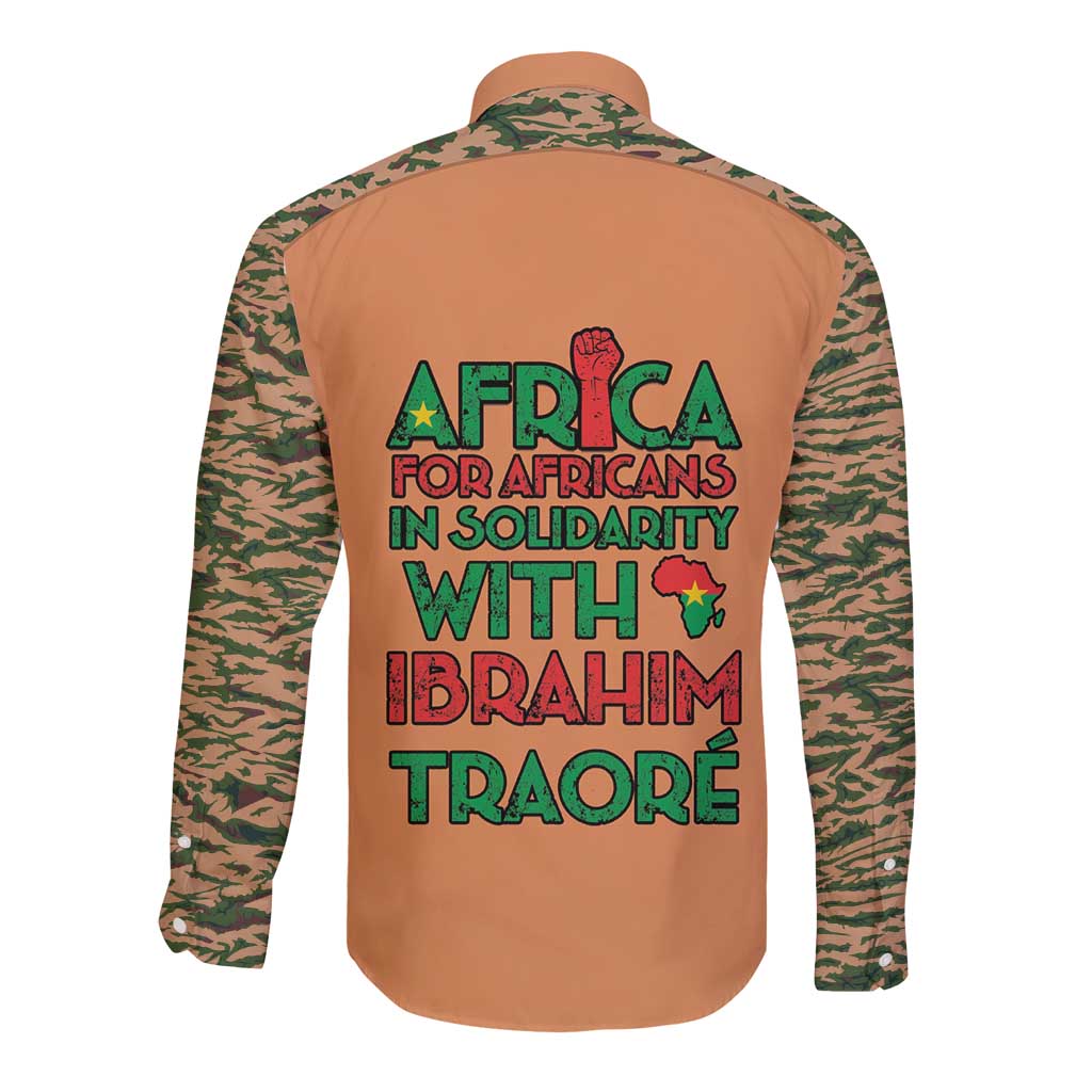 Africa in Solidarity with Traore Long Sleeve Button Shirt Africa For Africans