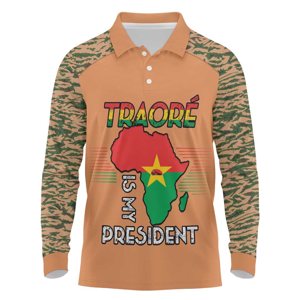 Africa in Solidarity with Traore Long Sleeve Polo Shirt Africa For Africans