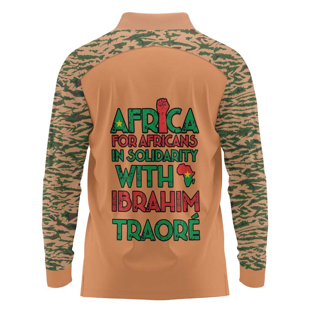 Africa in Solidarity with Traore Long Sleeve Polo Shirt Africa For Africans