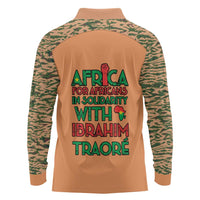 Africa in Solidarity with Traore Long Sleeve Polo Shirt Africa For Africans