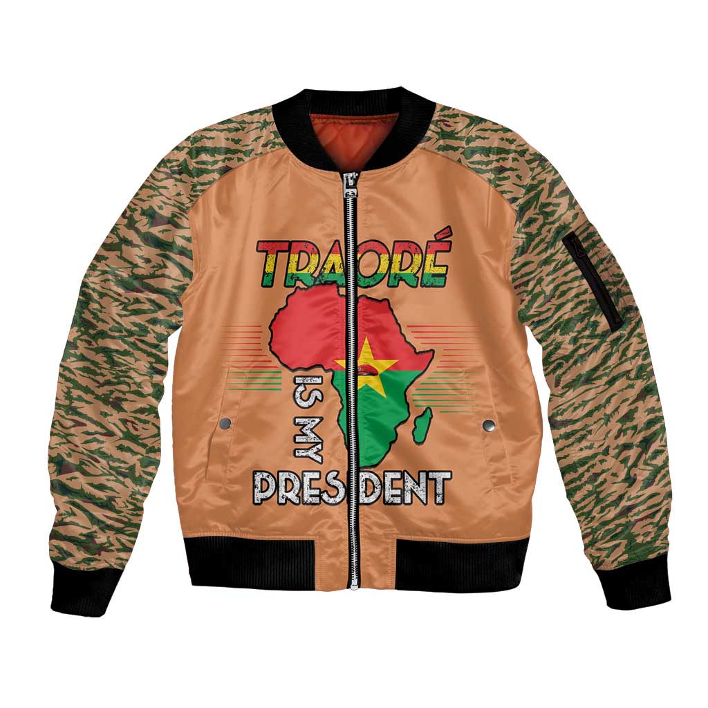 Africa in Solidarity with Traore Sleeve Zip Bomber Jacket Africa For Africans