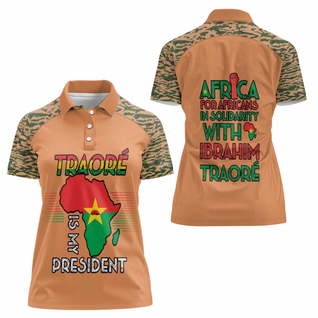 Africa in Solidarity with Traore Women Polo Shirt Africa For Africans