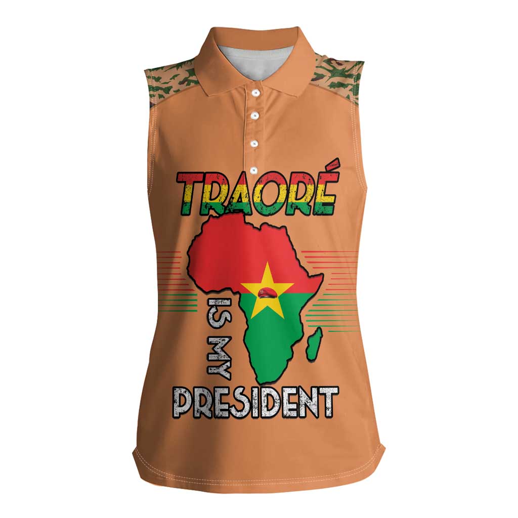 Africa in Solidarity with Traore Women Sleeveless Polo Shirt Africa For Africans