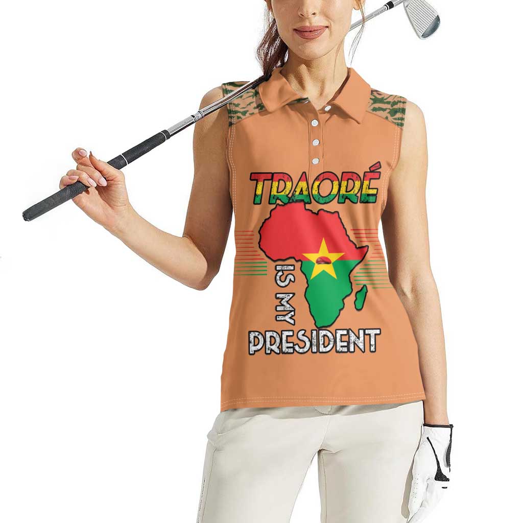Africa in Solidarity with Traore Women Sleeveless Polo Shirt Africa For Africans
