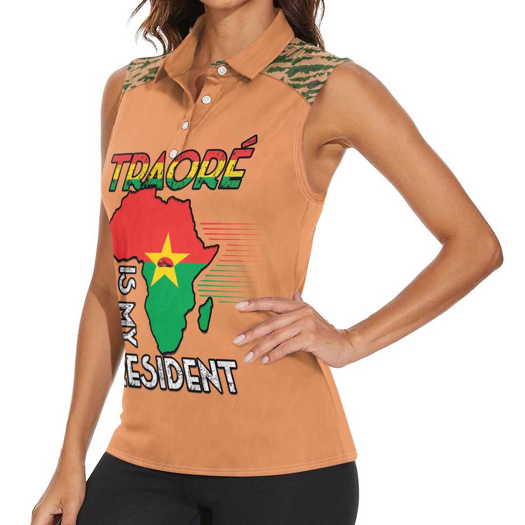 Africa in Solidarity with Traore Women Sleeveless Polo Shirt Africa For Africans