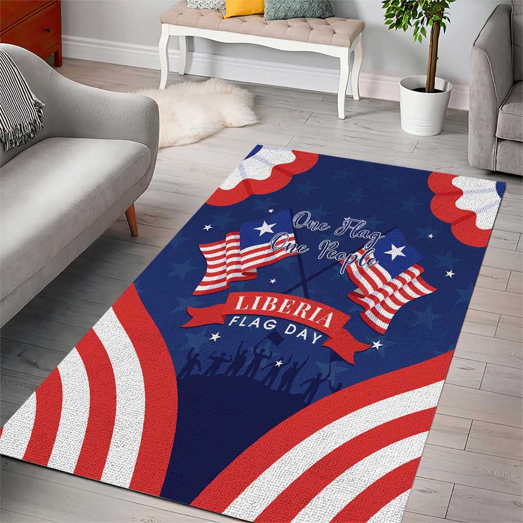 Happy Liberia Flag Day Area Rug One Flag One People - Wonder Print Shop