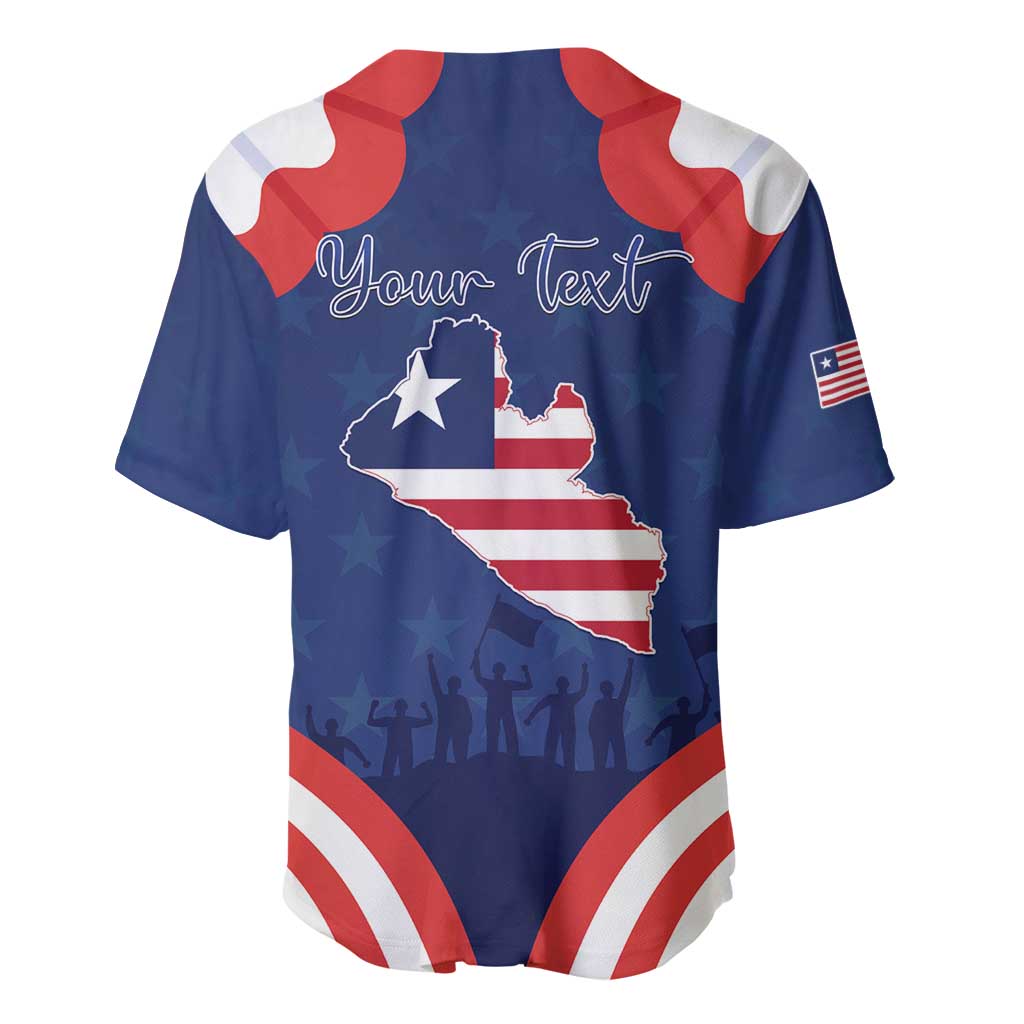 Personalized Happy Liberia Flag Day Baseball Jersey One Flag One People - Wonder Print Shop