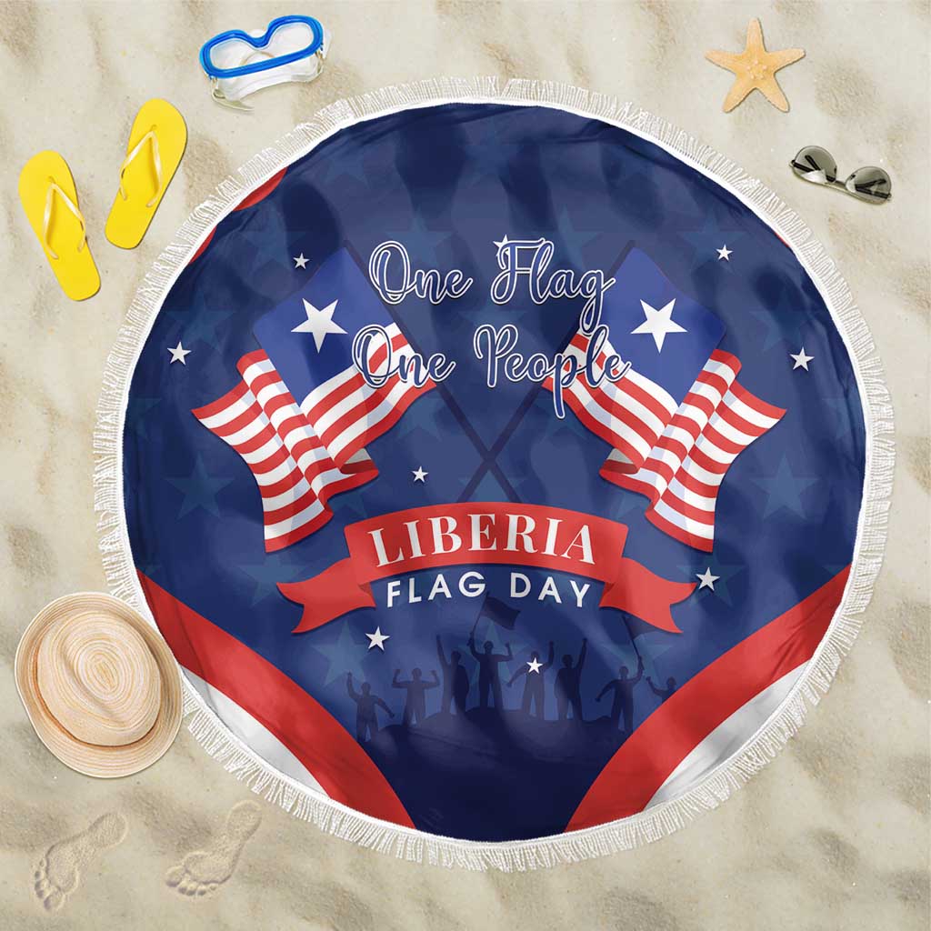 Happy Liberia Flag Day Beach Blanket One Flag One People - Wonder Print Shop