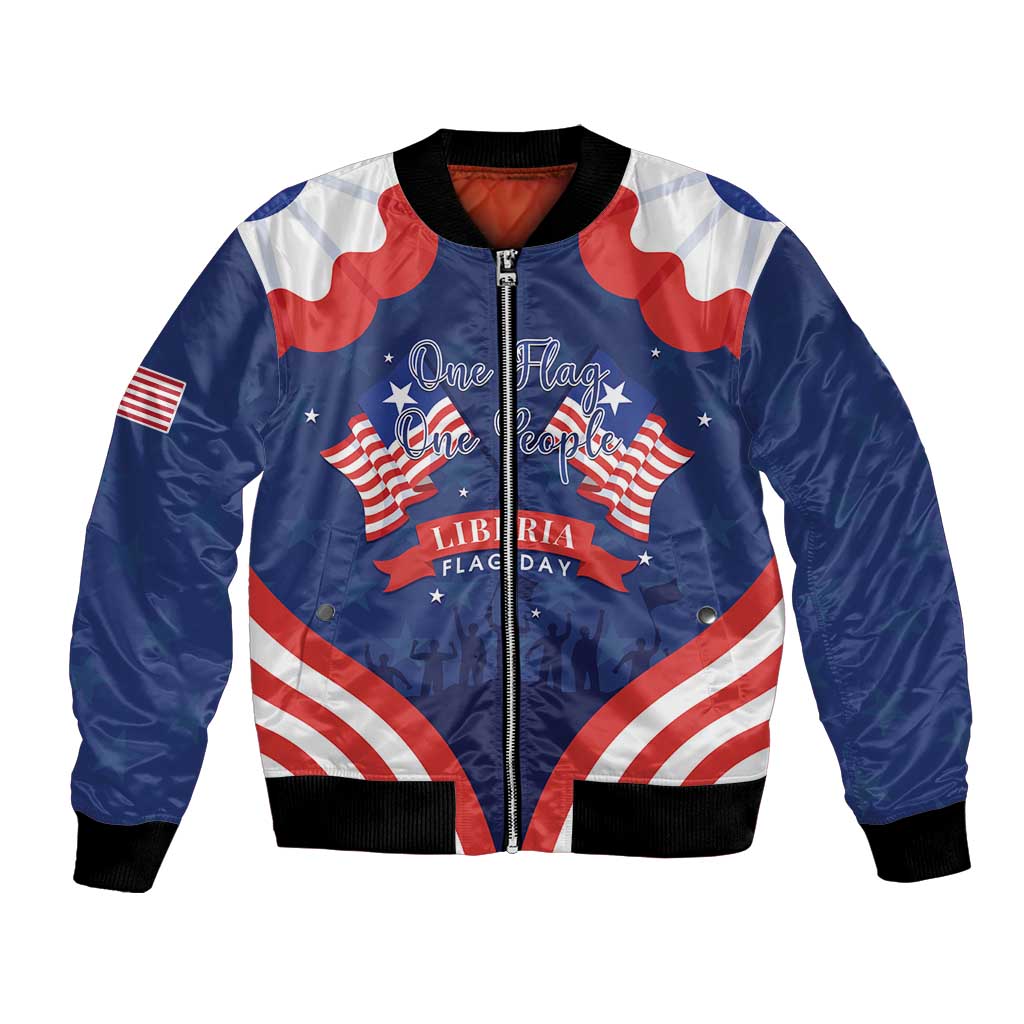 Personalized Happy Liberia Flag Day Bomber Jacket One Flag One People - Wonder Print Shop