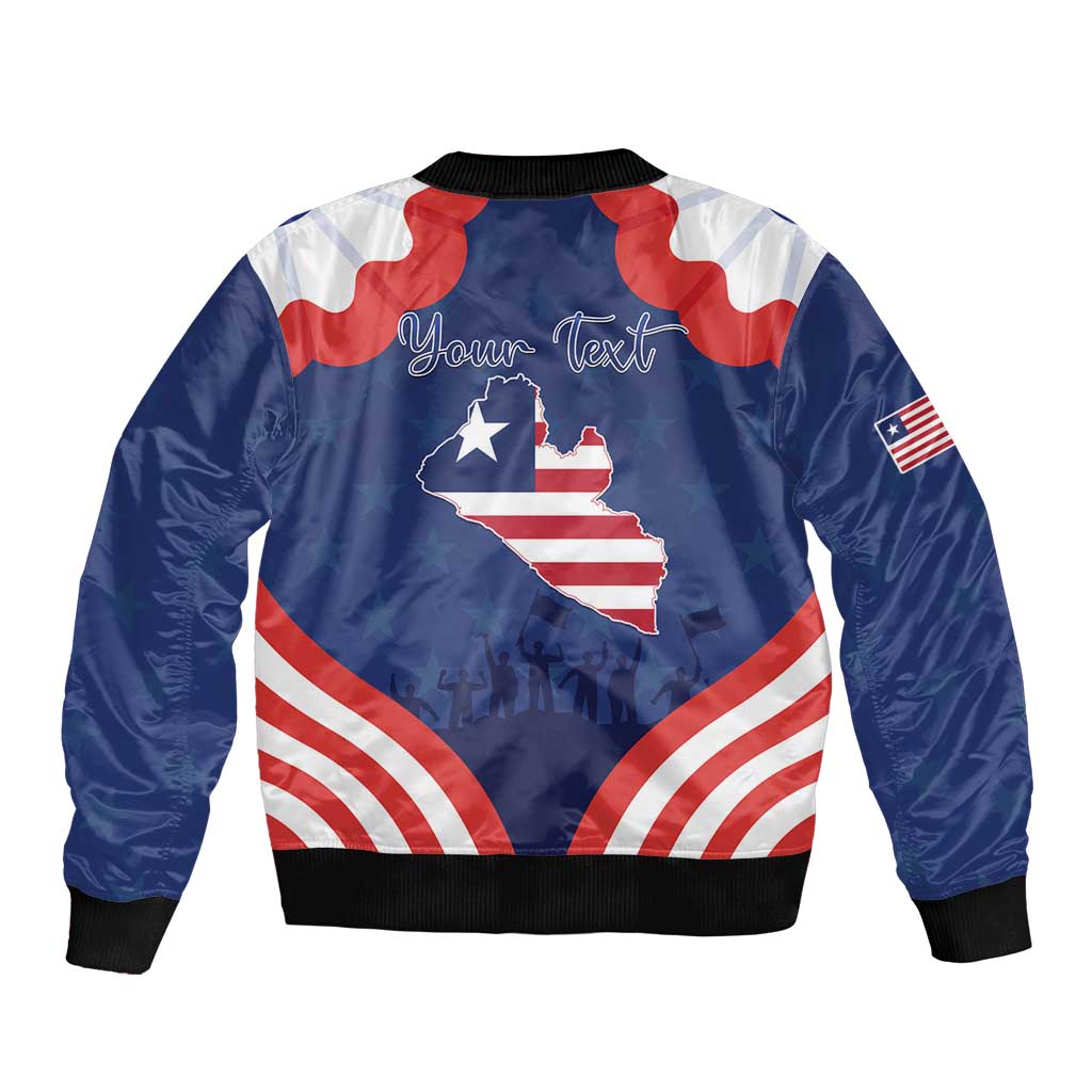 Personalized Happy Liberia Flag Day Bomber Jacket One Flag One People - Wonder Print Shop