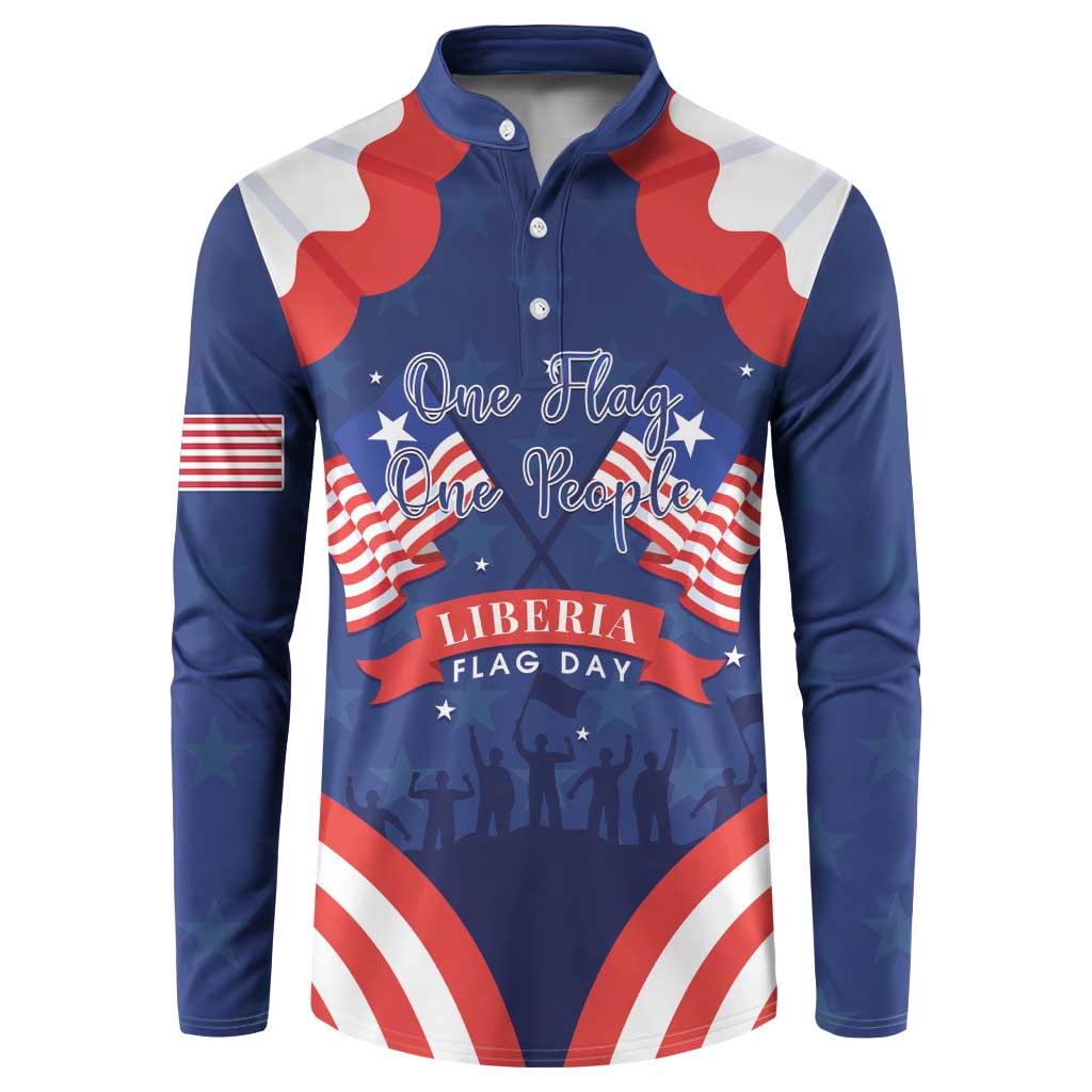 Personalized Happy Liberia Flag Day Button Sweatshirt One Flag One People - Wonder Print Shop