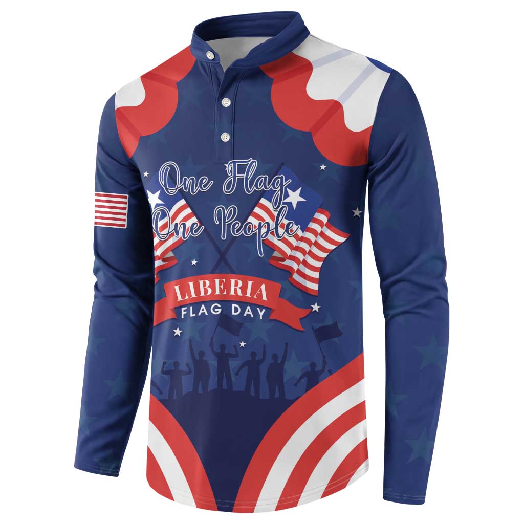 Personalized Happy Liberia Flag Day Button Sweatshirt One Flag One People - Wonder Print Shop
