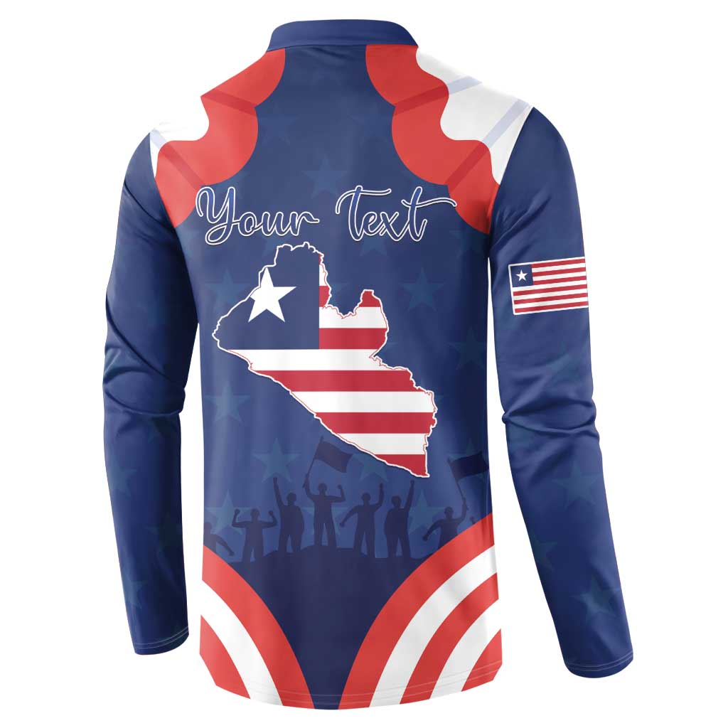 Personalized Happy Liberia Flag Day Button Sweatshirt One Flag One People - Wonder Print Shop