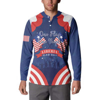 Personalized Happy Liberia Flag Day Button Sweatshirt One Flag One People - Wonder Print Shop