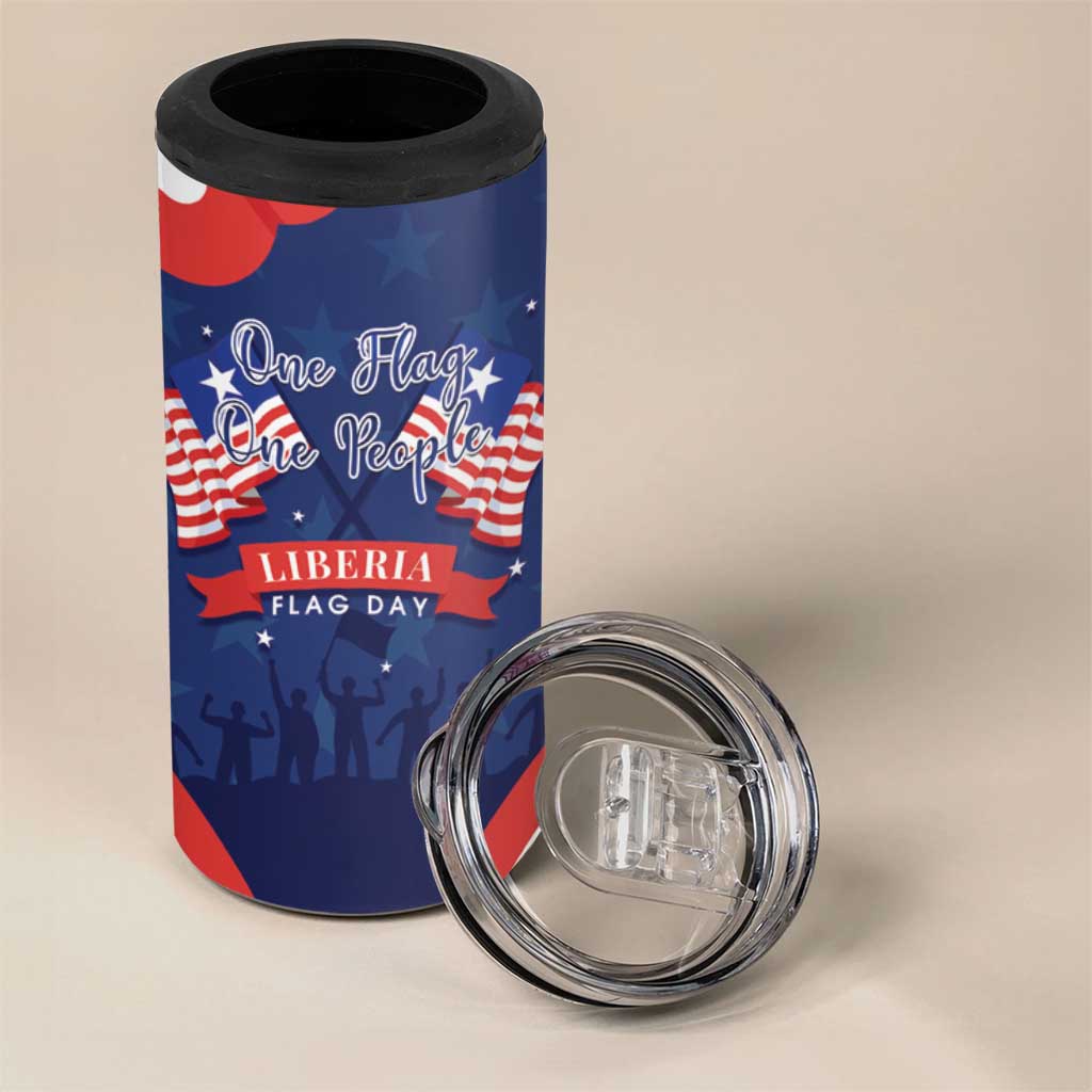 Personalized Happy Liberia Flag Day 4 in 1 Can Cooler Tumbler One Flag One People - Wonder Print Shop