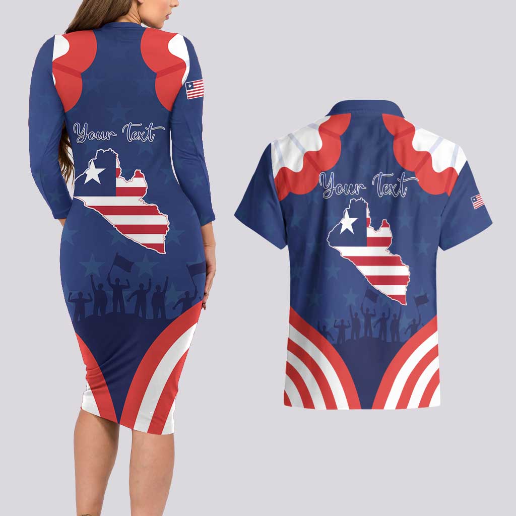 Personalized Happy Liberia Flag Day Couples Matching Long Sleeve Bodycon Dress and Hawaiian Shirt One Flag One People - Wonder Print Shop