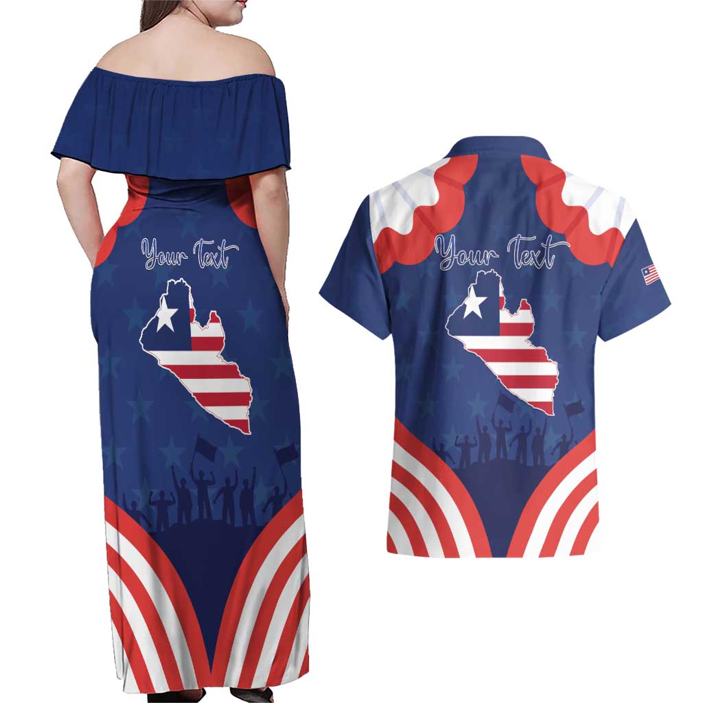 Personalized Happy Liberia Flag Day Couples Matching Off Shoulder Maxi Dress and Hawaiian Shirt One Flag One People - Wonder Print Shop
