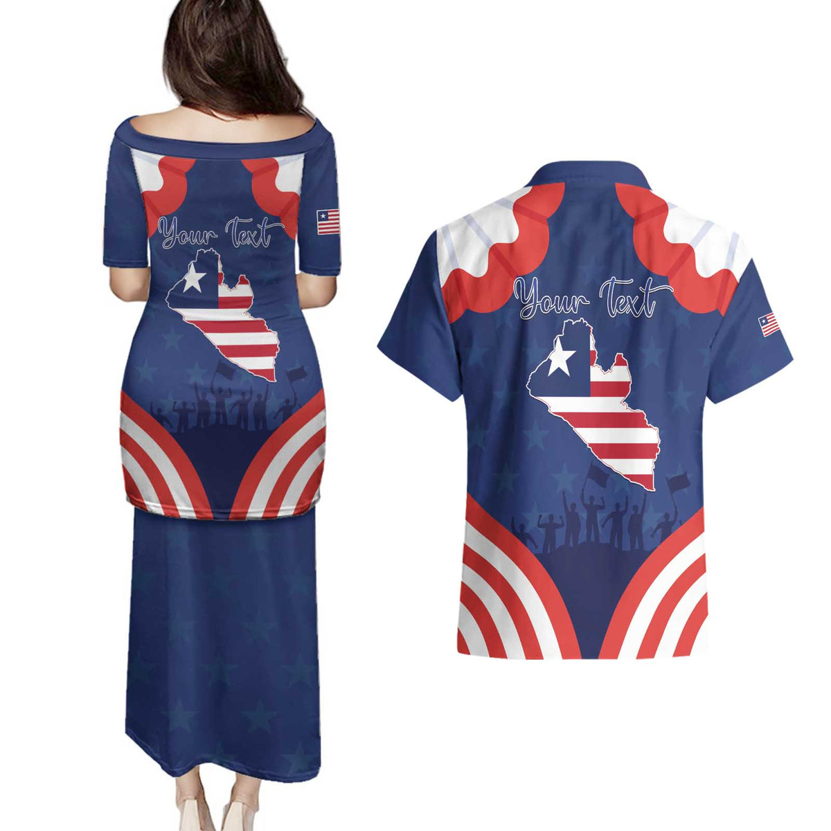 Personalized Happy Liberia Flag Day Couples Matching Puletasi and Hawaiian Shirt One Flag One People - Wonder Print Shop