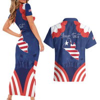 Personalized Happy Liberia Flag Day Couples Matching Short Sleeve Bodycon Dress and Hawaiian Shirt One Flag One People - Wonder Print Shop