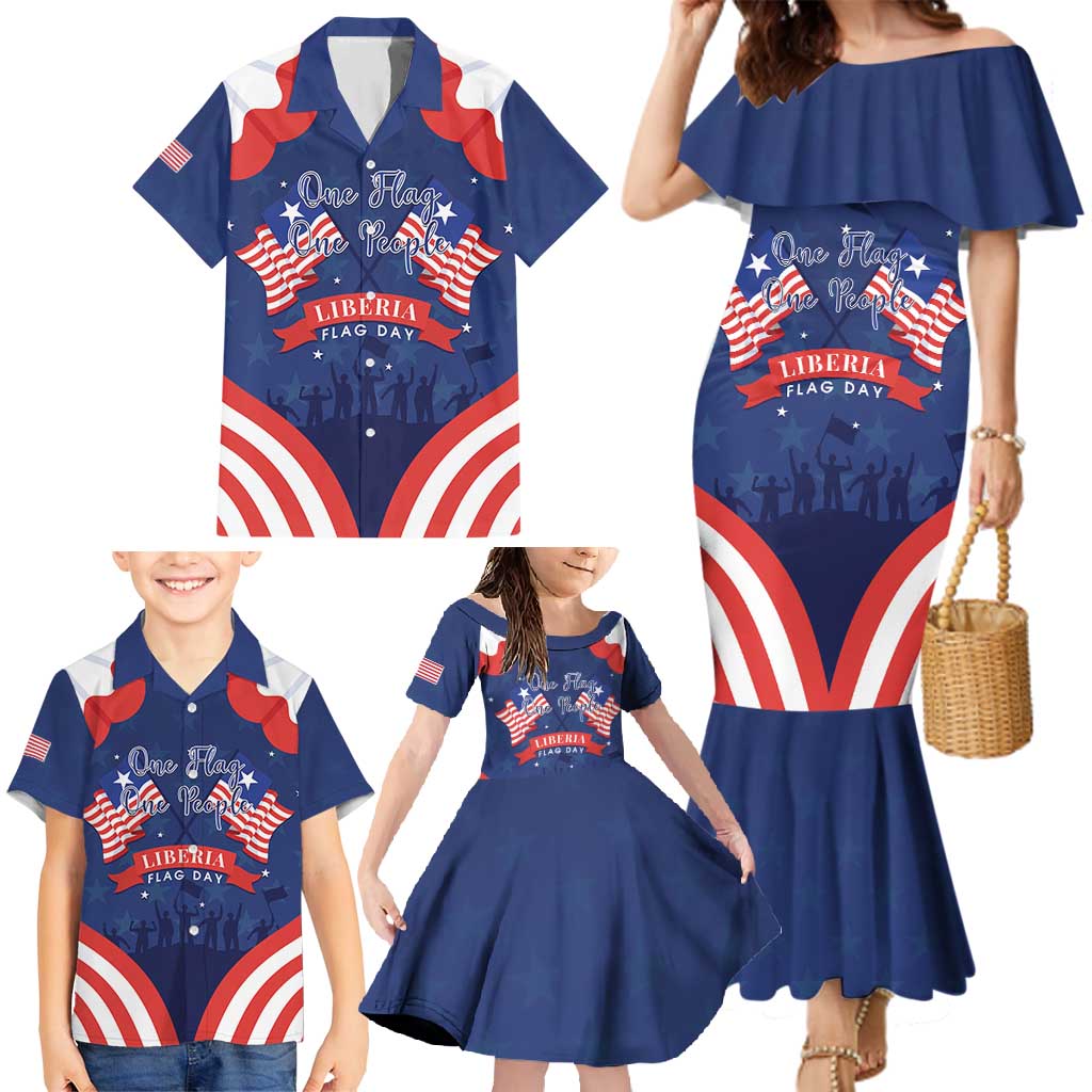 Personalized Happy Liberia Flag Day Family Matching Mermaid Dress and Hawaiian Shirt One Flag One People - Wonder Print Shop