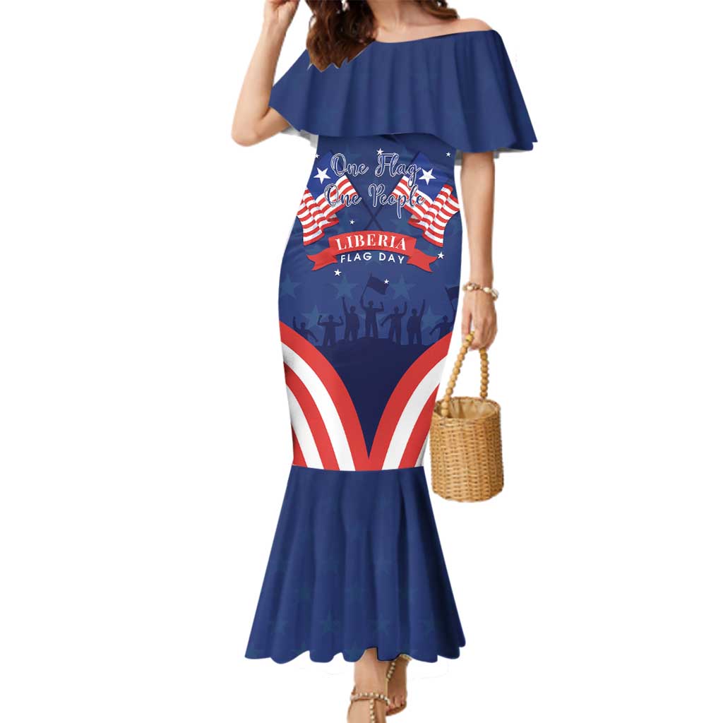 Personalized Happy Liberia Flag Day Family Matching Mermaid Dress and Hawaiian Shirt One Flag One People - Wonder Print Shop