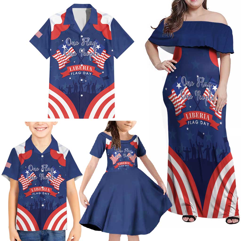 Personalized Happy Liberia Flag Day Family Matching Off Shoulder Maxi Dress and Hawaiian Shirt One Flag One People - Wonder Print Shop