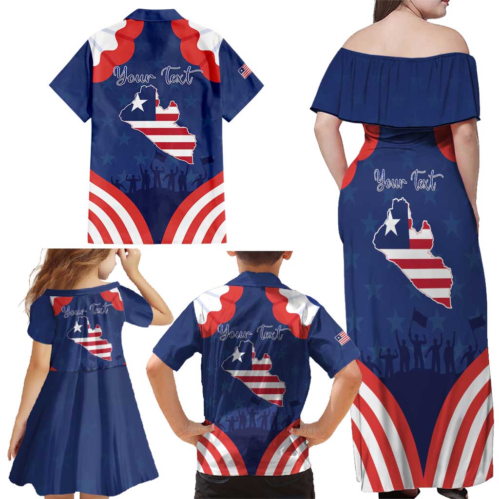 Personalized Happy Liberia Flag Day Family Matching Off Shoulder Maxi Dress and Hawaiian Shirt One Flag One People - Wonder Print Shop