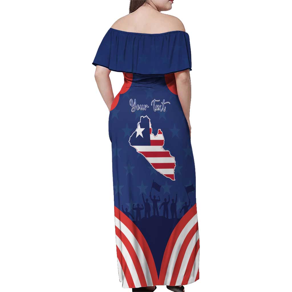 Personalized Happy Liberia Flag Day Family Matching Off Shoulder Maxi Dress and Hawaiian Shirt One Flag One People - Wonder Print Shop