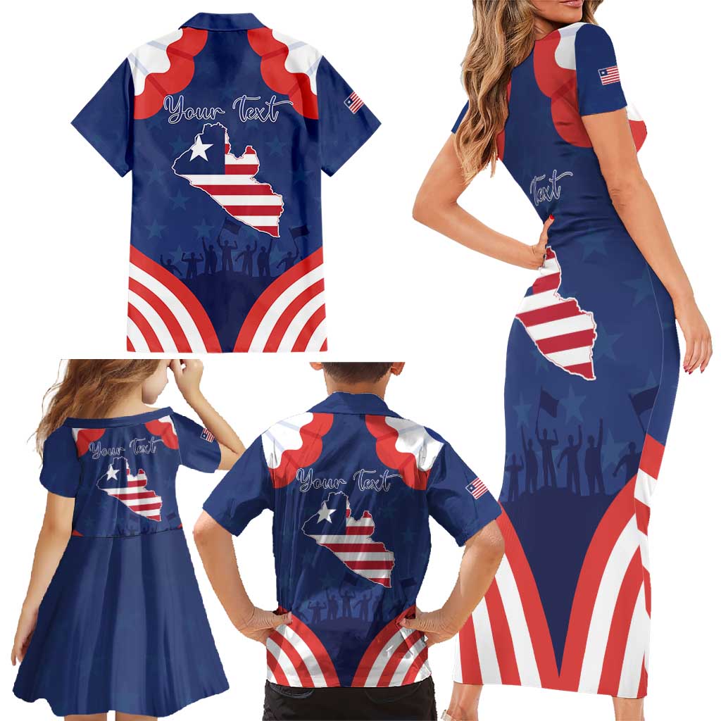 Personalized Happy Liberia Flag Day Family Matching Short Sleeve Bodycon Dress and Hawaiian Shirt One Flag One People - Wonder Print Shop