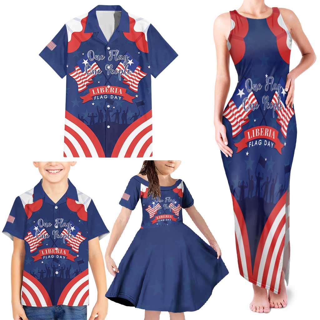 Personalized Happy Liberia Flag Day Family Matching Tank Maxi Dress and Hawaiian Shirt One Flag One People - Wonder Print Shop